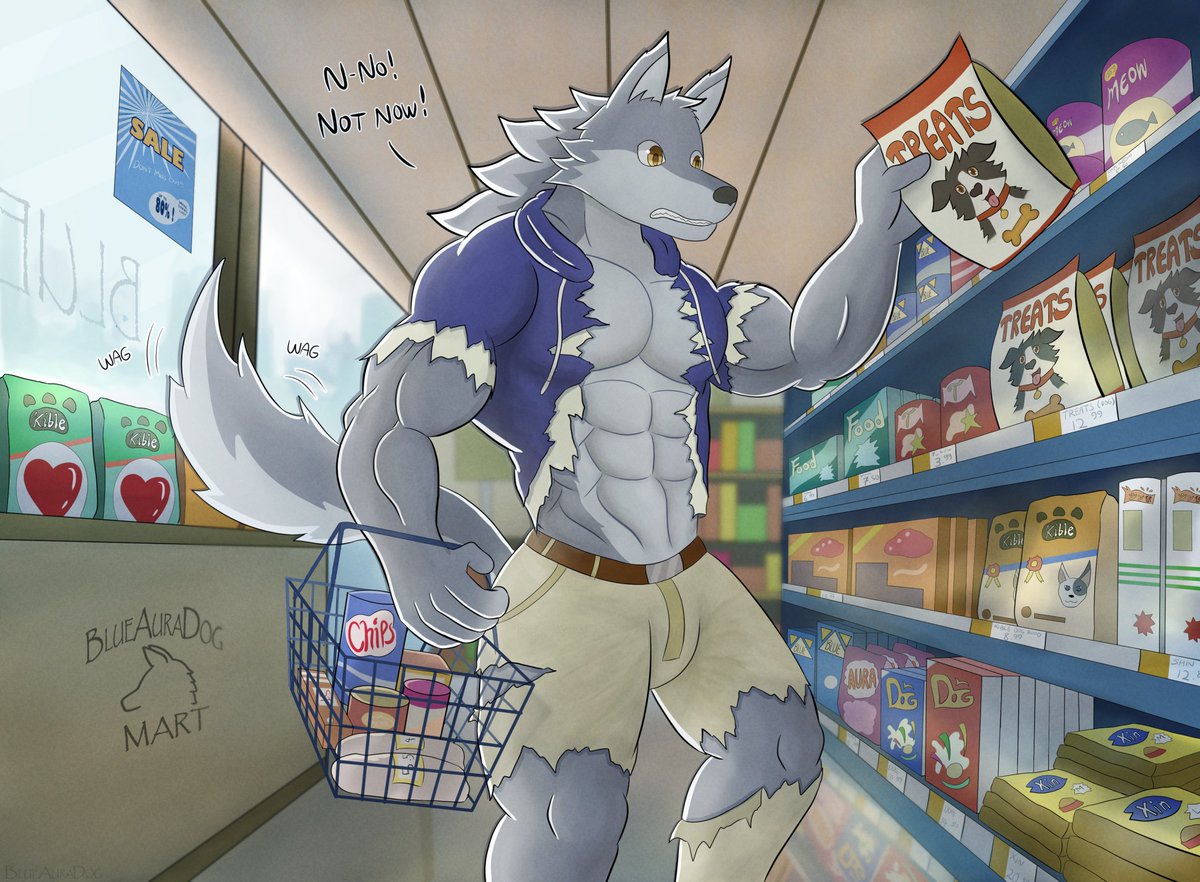 Shopping for Treats

When you're getting some treats for the good boy at home, first make sure the good boy in you doesn't get too excited.

#Werewolf #FurryArt #Furry #Transformation #MuscleGrowth #FurryArtwork #FurryArtist