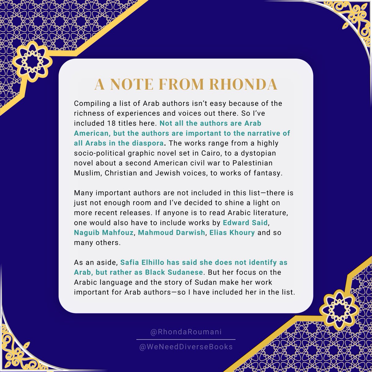 Thank you to Syrian American journalist and kidlit author, Rhonda Roumani, for compiling this list of 18 Adult Books for Arab American Heritage Month! If you're looking for more adult books that share Arab culture, check out this 🧵 of Rhonda's recommendations!