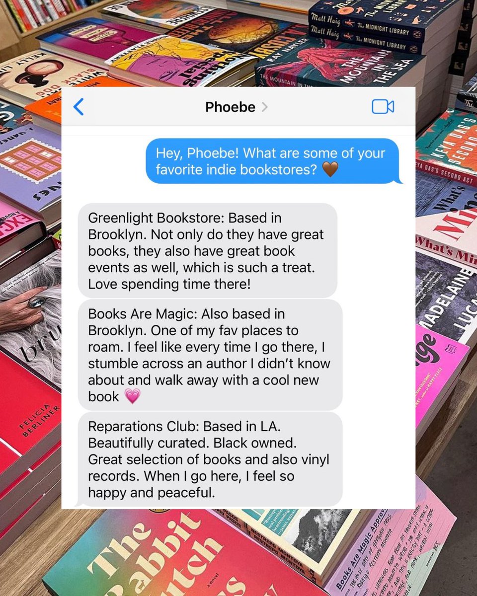 Our founder, Phoebe Robinson, shares her favorite bookstores for #IndieBookstoreDay. 📚 Now it's your turn to tag & rep your local indie in the comments.