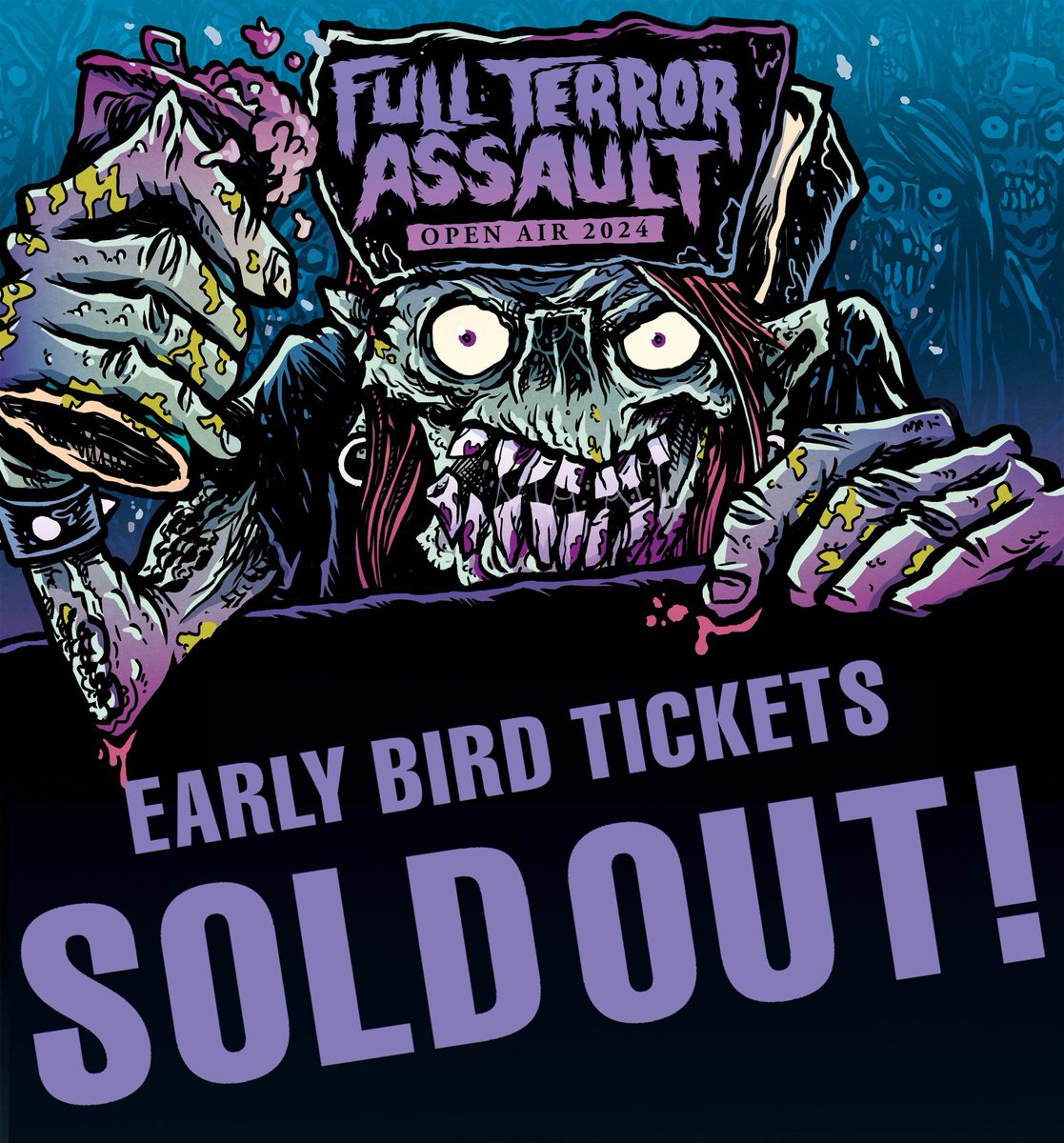 FTA_OpenAir's tweet photo. 🔥💀 Hell yeah, Assaulters! 💀🔥 Early Bird Tickets for Full Terror Assault  SOLD OUT!  Your hardcore support has us in awe - Thank you 🤘 

To keep the metal madness rolling, we're keeping Early Bird pricing 'til Monday at noon CST! 
🎟️: https://t.co/1cvZxoHoJC https://t.co/3Pavn2HIGB
