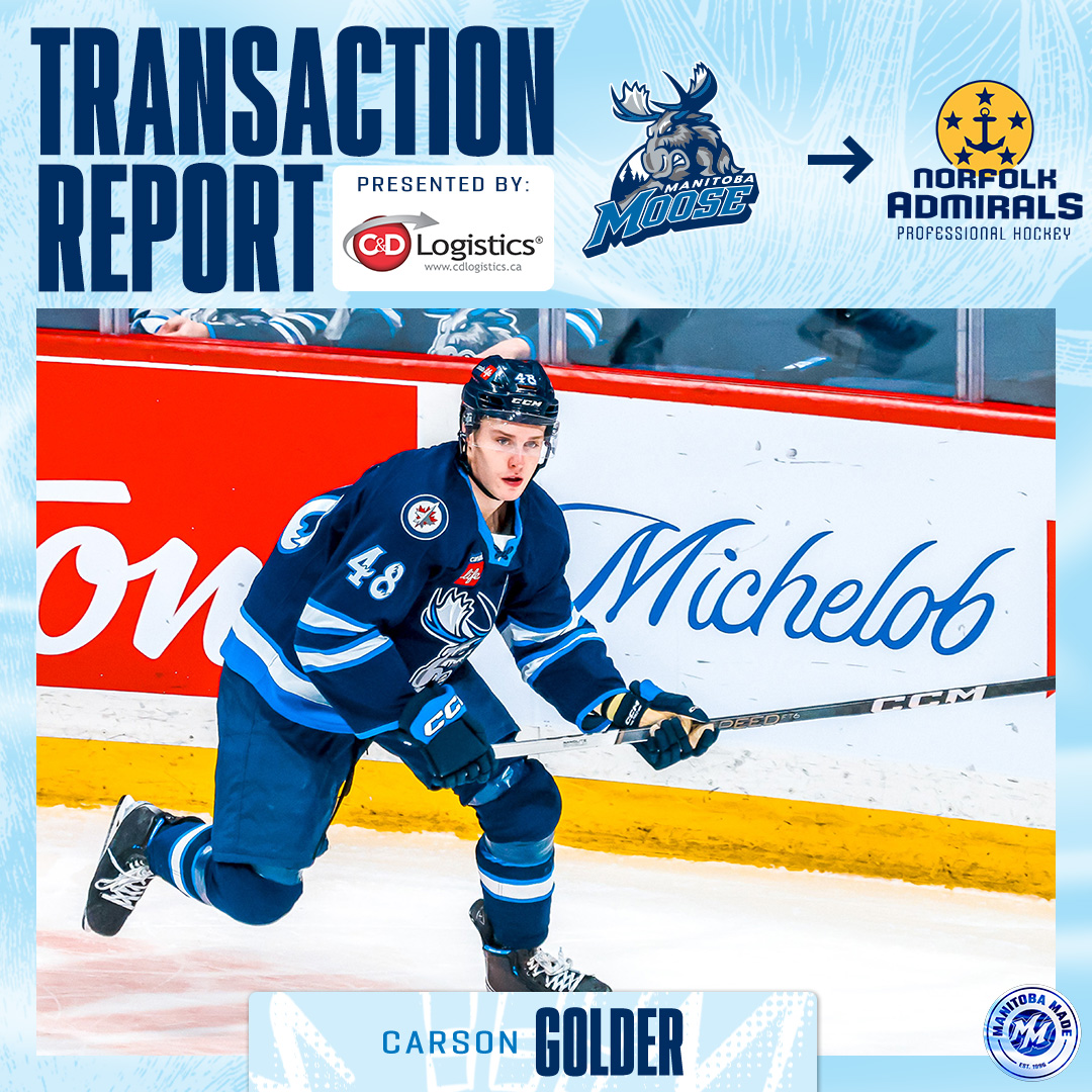 The #NHLJets reassigned Dmitry Kuzmin from the #MBMoose to the @NorfolkAdmirals. The #MBMoose also reassigned Mark Liwiski and Carson Golder to Norfolk. Brett Brochu was also released from his PTO. Transaction presented by @CDLogisticsca Details >> bit.ly/44kHacT