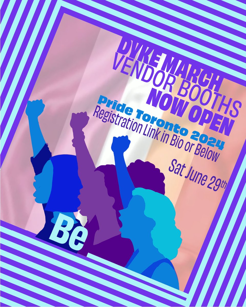 Registration is open for a booth @ the Dyke Vendor March, Saturday June 29th. Deadline May 3rd. Completely free to register. Sign up if your booth would help the Dyke Community, related to the Dyke Community, or u are part of the Dyke Community. Register @ docs.google.com/forms/d/e/1FAI…