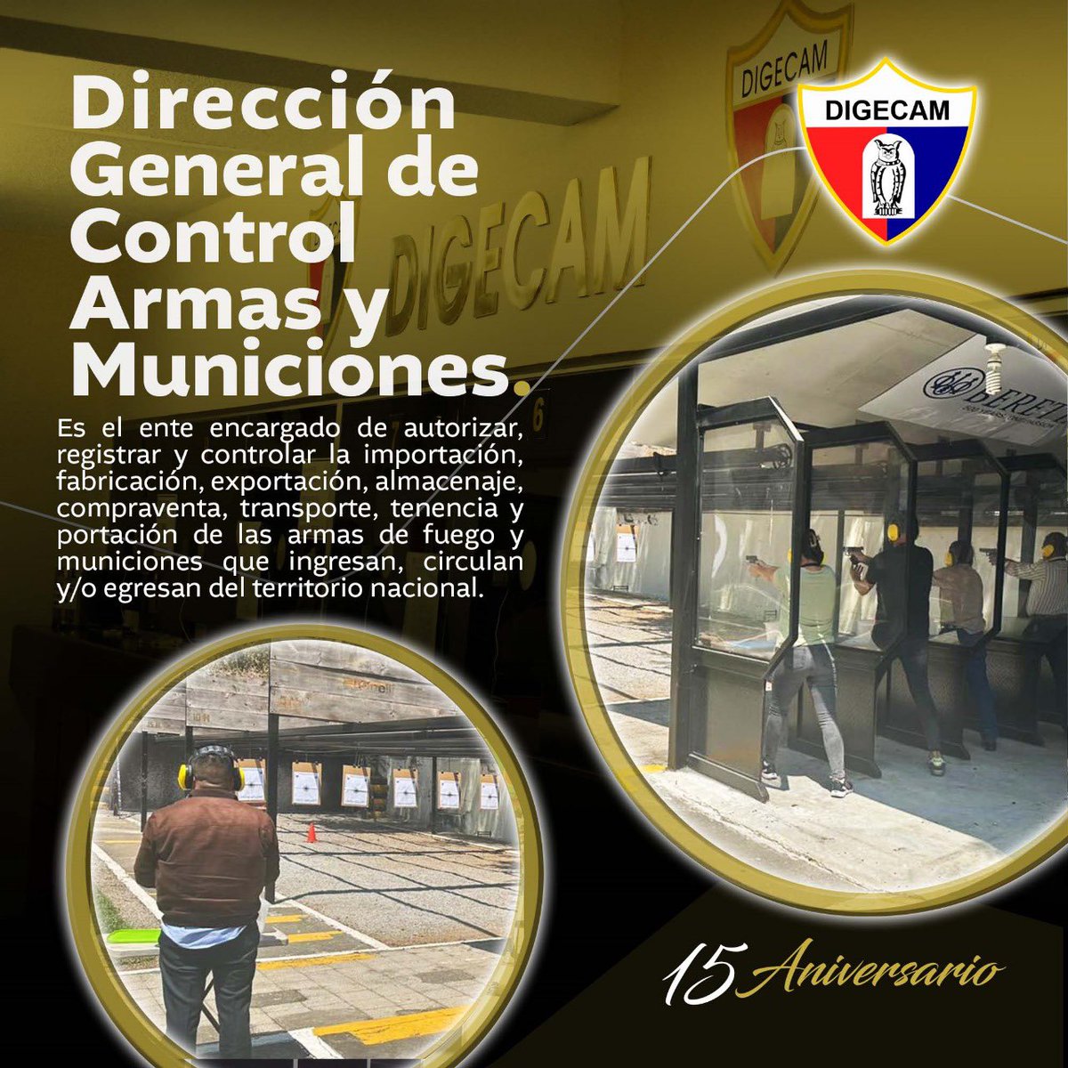 Ejercito_GT's tweet image. 15 años de coadyuvar a la seguridad del Estado de Guatemala, a través del registro y control de armas y municiones, en base a lo regulado en ley, con la firmeza necesaria para generar confianza en la sociedad. 
#DIGECAM #EjércitoGT