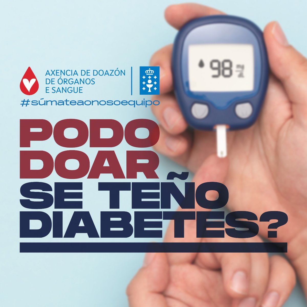 👨‍⚕️ Se a túa diabetes está baixo control e non tes outras complicacións, é probable que poidas doar.
Non obstante, é importante consultalo sempre antes co teu médico. 

📞 Dúbidas 900 100 828
#ÚnenosOSangue #súmateaonosoequipo
