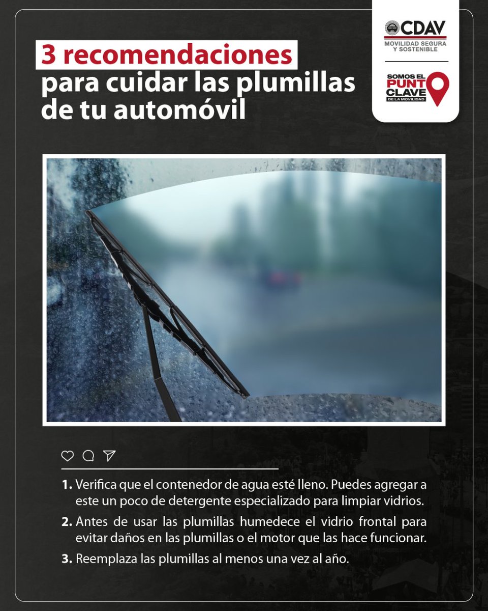 CDAVCali's tweet image. ⚠️👌El correcto mantenimiento y cuidado de tu vehículo te ayudará a prolongar su vida útil y reducir la frecuencia de visitas al taller. Recuerda seguir estas recomendaciones y compártelas con tus amigos.

#CDAV #elpuntoclave #movilidadcdav