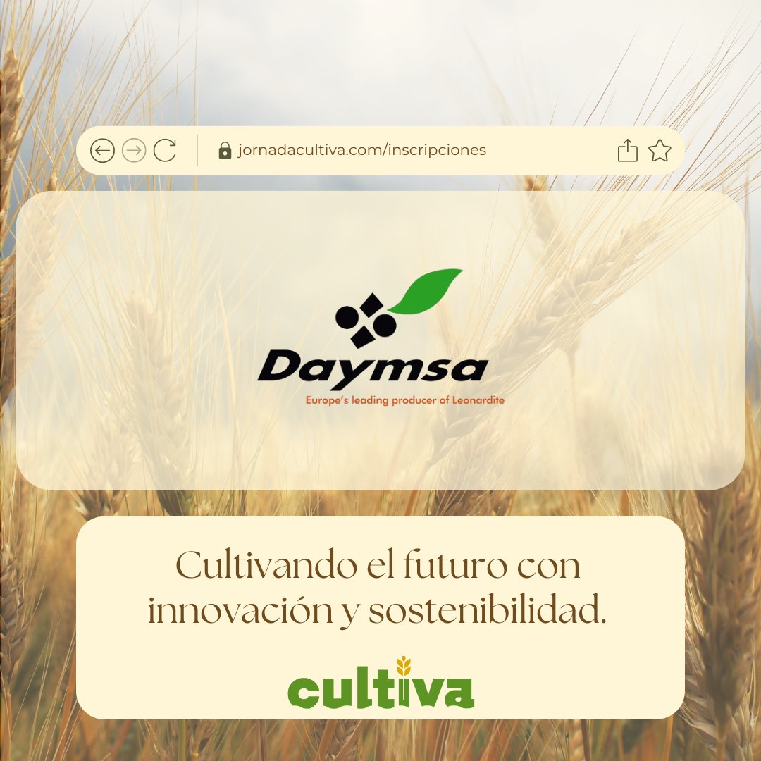 cultiva_jornada's tweet photo. 🌾🔬 #Daymsa, líder en nutrición vegetal y desarrollo sostenible, te espera en #CultivaSomontano2024. Descubre productos que respetan el planeta y mejoran cultivos. 🌍

📅 Ven el 16 de mayo a Barbasto y únete a la revolución agrícola. Inscríbete en https://t.co/YxLLw9Nzhf https://t.co/mkY8TdO9sk