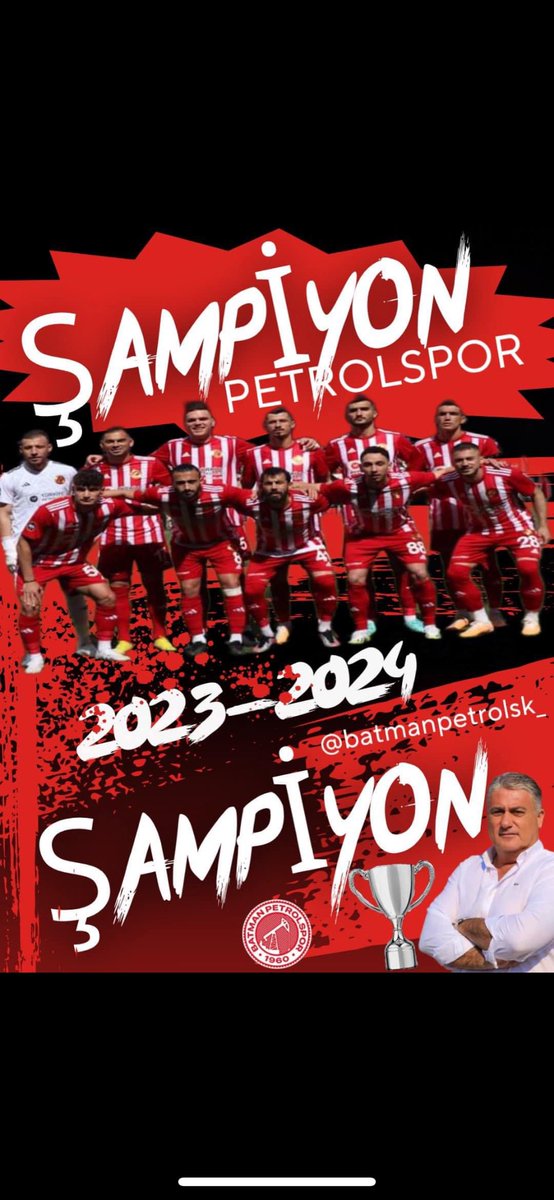 ŞAMPİYON BATMAN PETROLSPOR 🇦🇹💪

Şampiyonluğu sonuna kadar hak eden gururumuz #BatmanPetrolSpor’umuzu tebrik ediyorum. Bizlere bu gururu ve sevinci yaşatan tüm Petrol Spor camiasını yönetime ve teknik heyetine tebrikler.#mustafaDemir