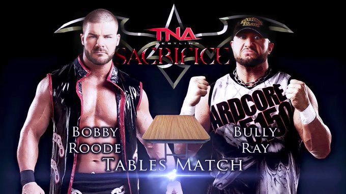 4/27/2014

Bobby Roode defeated Bully Ray in a Tables Match at Sacrifice from the Impact Zone in Orlando, Florida.

#TNA #ImpactWrestling #Sacrifice #BobbyRoode #RobertRoode #Glorious #BullyRay #BubbaRayDudley #TablesMatch