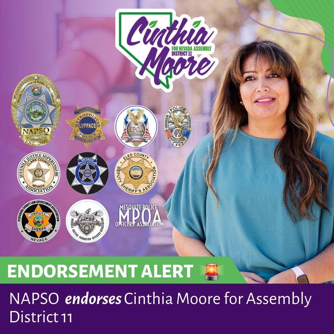 ‼️ Endorsement Alert ‼️ I am grateful to have received the endorsement from Nevada Association of Public Safety Officers (NAPSO) and the Nevada Law Enforcement Coalition. Together these two organizations represent 20 associations statewide. #nvleg