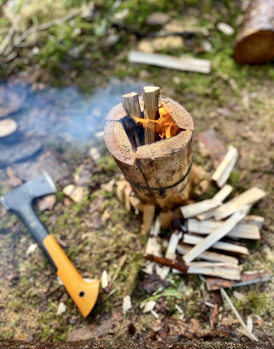 Sometimes the fire 🔥 takes time to create, but once the spark ⚡️ catches, it ignites a physical and metaphorical space  #adventuretherapy #swedishtorch #spark #fire #bushcraft #getoutside #connectwithnature #greenspace #forest #nature #wild