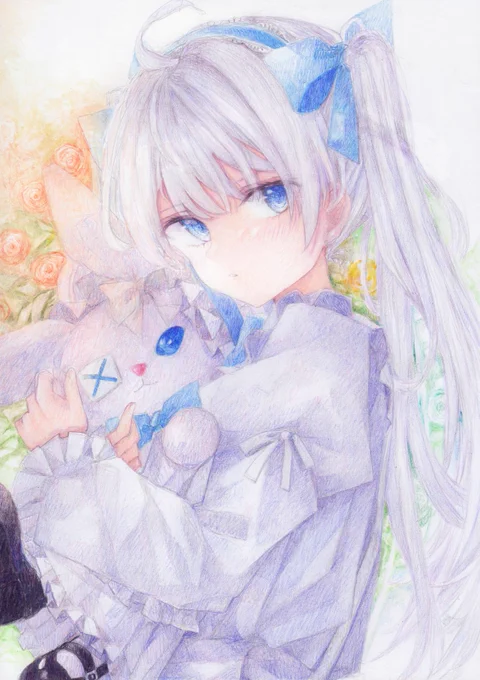 抱っこ #オリジナル #アナログ #色鉛筆 #透明水彩 