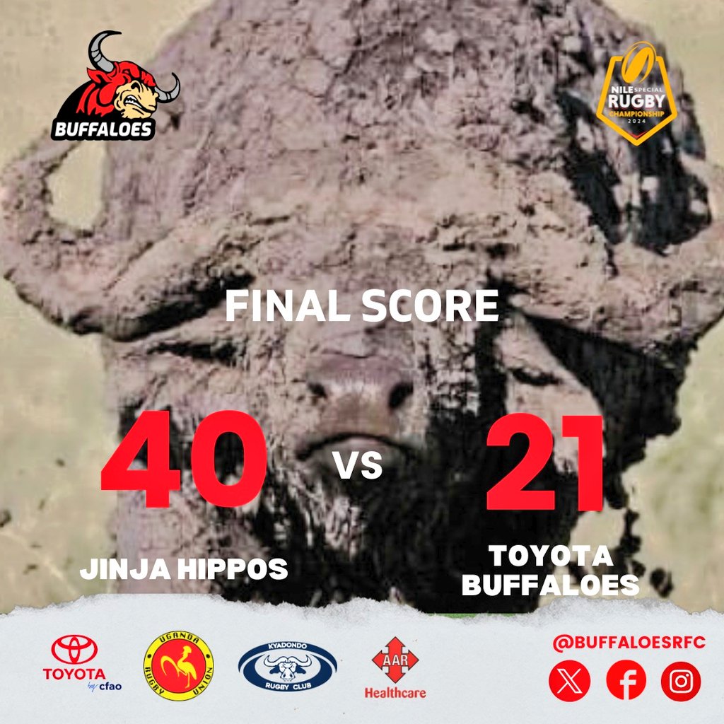 Sores update at full time. 1st round of the quarter finals #NSCR2024 is done! We are @KyadondoClub Next weekend. @HipposRugby 40:21 @BuffaloesRFC #RaiseYourGame #GutsGritGold #HarderStrongerForLonger #OneTeamOneSpiritOneWin