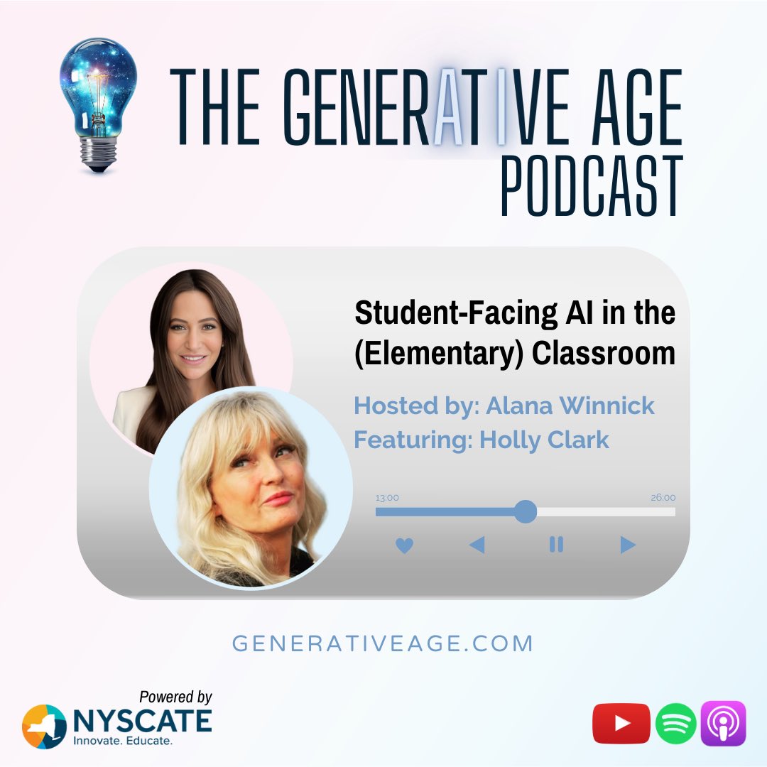 This episode of @generative_age features @HollyClarkEdu, who shares her journey of implementing AI in classrooms, with a focus on our youngest learners. Tune in and share your takeaways! GenerativeAge.com