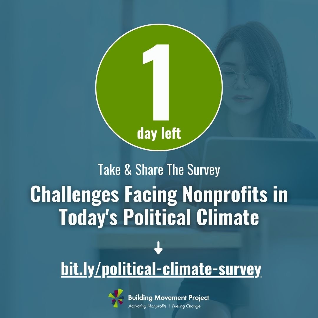 🚨LAST DAY TO TAKE OUR POLITICAL CLIMATE SURVEY! Your input is crucial as we fill the gap on the impacts of #SupremeCourt rulings on #AffirmativeAction & legislative attacks. Help shape recs for the nonprofit sector & philanthropy. Take our survey: hubs.la/Q02v43XW0 📋