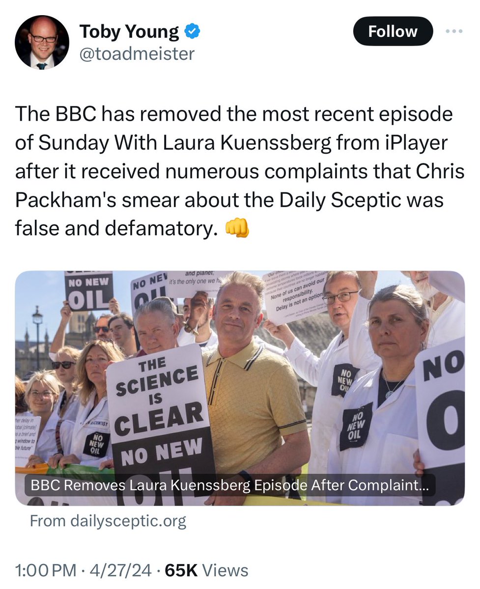 Anyone else find that really disturbing?? How many complaints do the BBC get because interviewers don’t push back against every blatant lie told by the Tories. And yet they never remove the entire episode and delete all tweets featuring it?