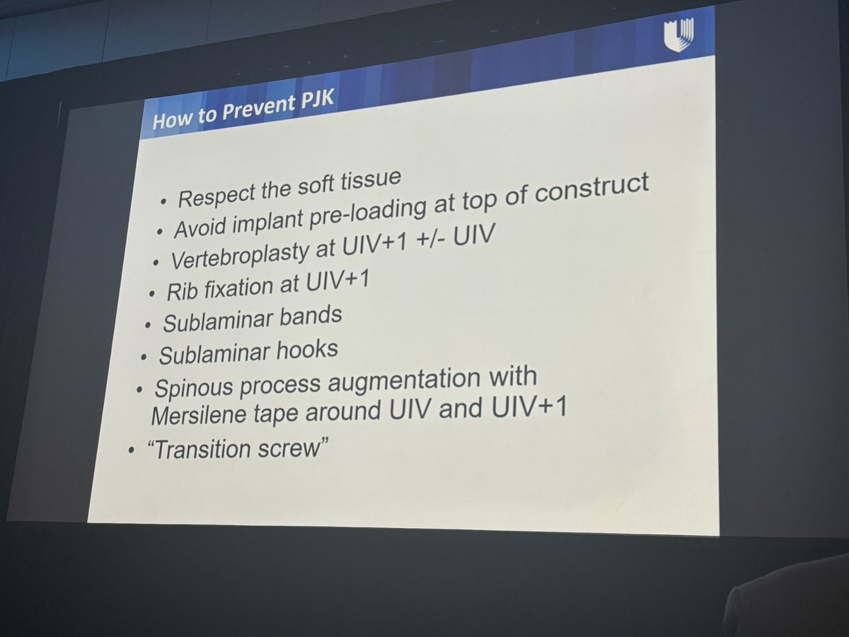 @KhoiThanMD from @Dukeneurosurg presenting in the “Learning from my Worst Complications” session at #ISASS24 @ISASSorg on preventing PJK/PF. #neurosurgery #spine