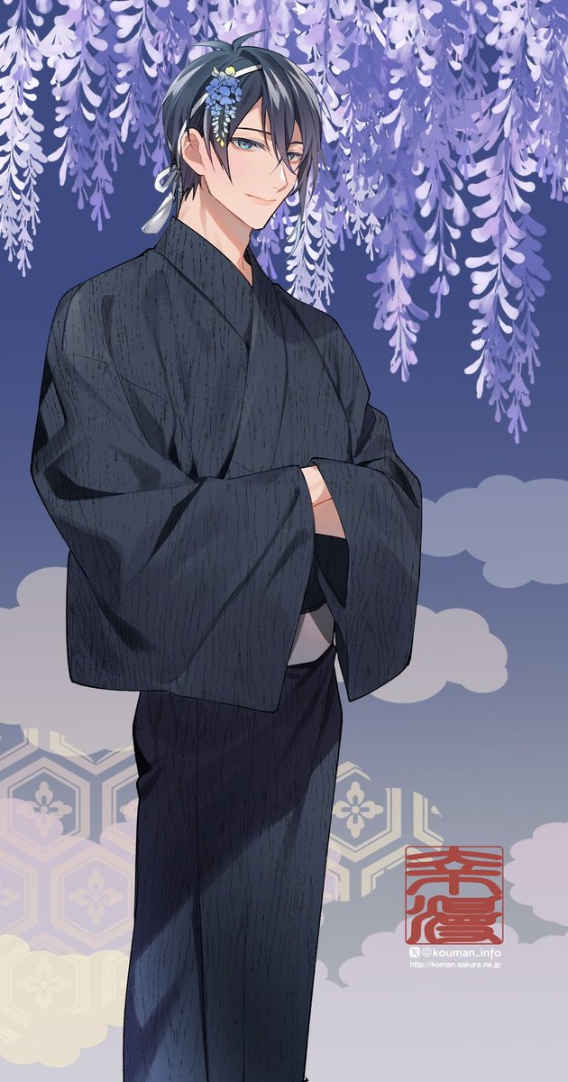 shokudaikiri mitsutada ,tsurumaru kuninaga smile open mouth blue eyes skirt blonde hair brown hair black hair  illustration images