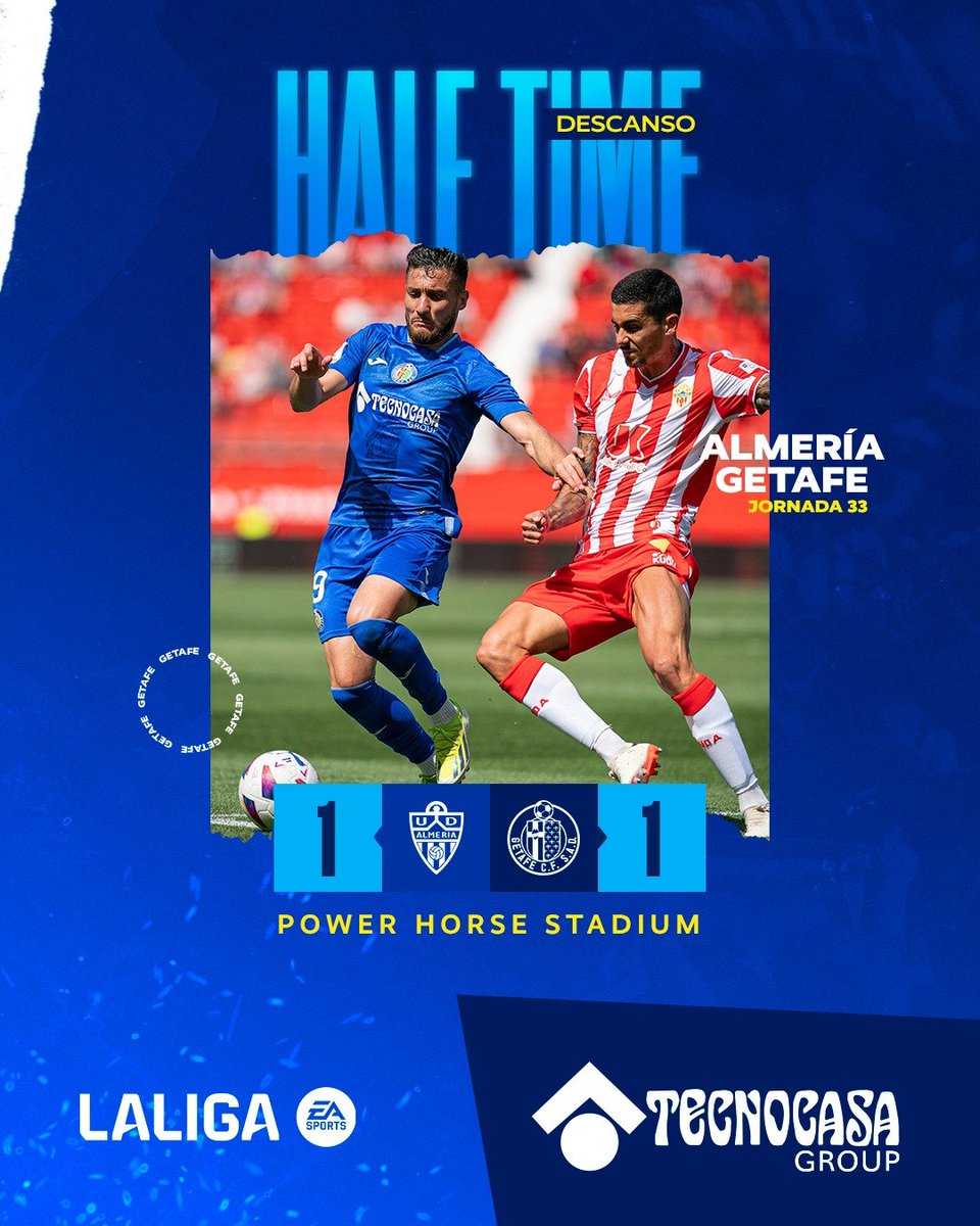 HALF TIME at Almería! ⚔️

@U_D_Almeria 1-1 @GetafeCF

#LetsGoGeta | #AlmeríaGetafe