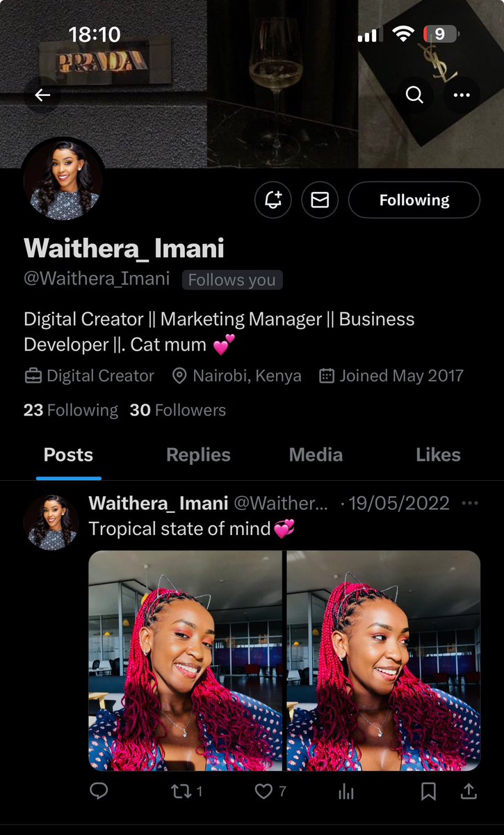 This Cera’s account, follow her @Waithera_Imani 😁