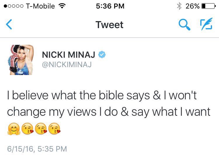 A safe space? Her fans are assholes and Nicki doesn’t even like gay people. When she was asked to tweet about the PULSE nightclub massacre this was her response: