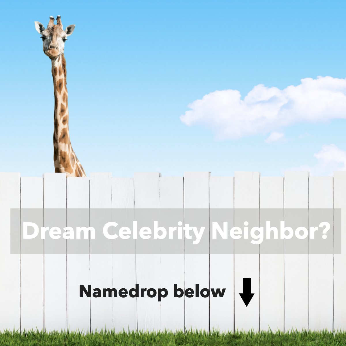 Imagine having a huge celebrity as a neighbor! ⭐️

Who would you like it to be? 😯

#question #neighbor #dreamhouse #celebrity