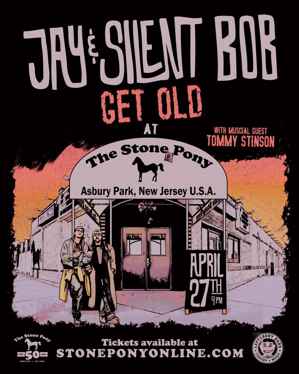 NEW JERSEY! @JayMewes and I play @thestonepony for the first time ever TONIGHT! Wanna see if we’re the next Springsteen? Get tickets here: ticketmaster.com/event/0000605C… (Art by @DarkNateReturns!)