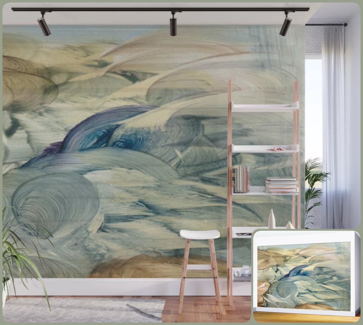 Enuru Wall Mural ~by Art Falaxy ~The Art of Uniqueness!~#artfalaxy #art #tapestries #homedecor #society6 #wallart #trendy #modern #swirls #accents #accessories #posters #prints #murals #blue #brown #beige #earthtones society6.com/product/enuru8…