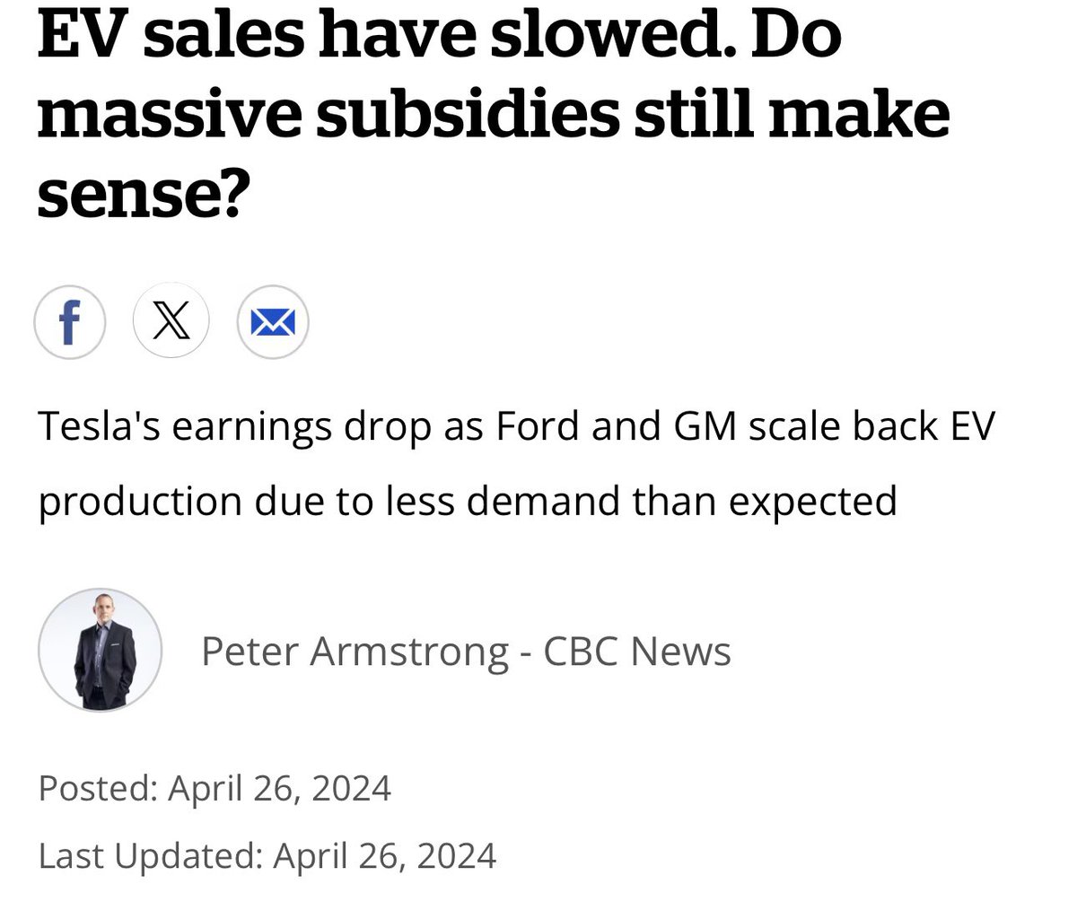 @JustinTrudeau Pretty expensive bet to make with other people’s money. “Ford now says its electric vehicle unit lost $1.3 billion US in the first quarter alone. Ford lost about $132,000 US for every EV it sold in the first three months of the year.”