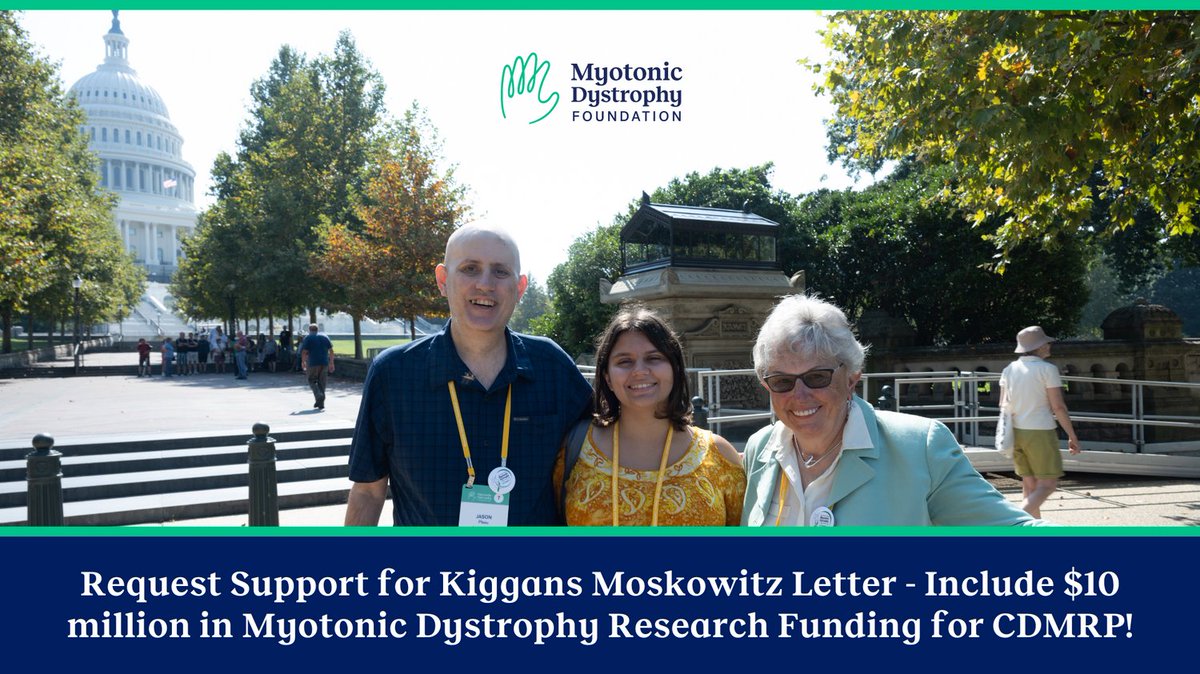 Be a #myotonicDystrophy research advocate today! Request support for Kiggans Moskowitz letter to include $10 million in #research funding for Congressionally Directed Medical Research Program (CDMRP). Advocate now: votervoice.net/Myotonic/Campa…