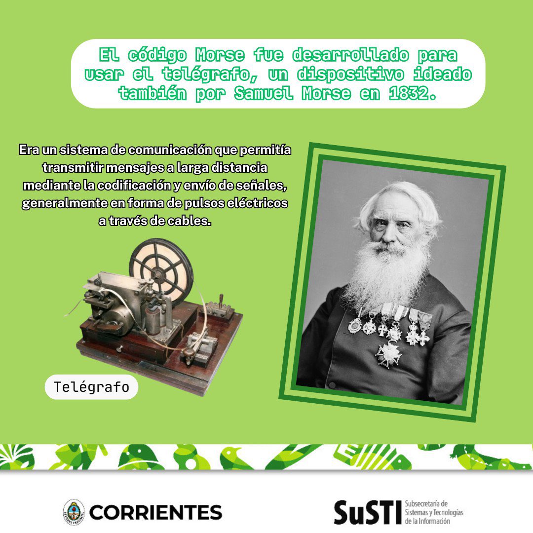 imicorrientes's tweet photo. Hoy recordamos la invención del Código Morse, creado por Samuel Morse en el año 1832. 
¿Vos alguna vez lo utilizaste? Contamos en comentarios https://t.co/cvjSEk60Sb