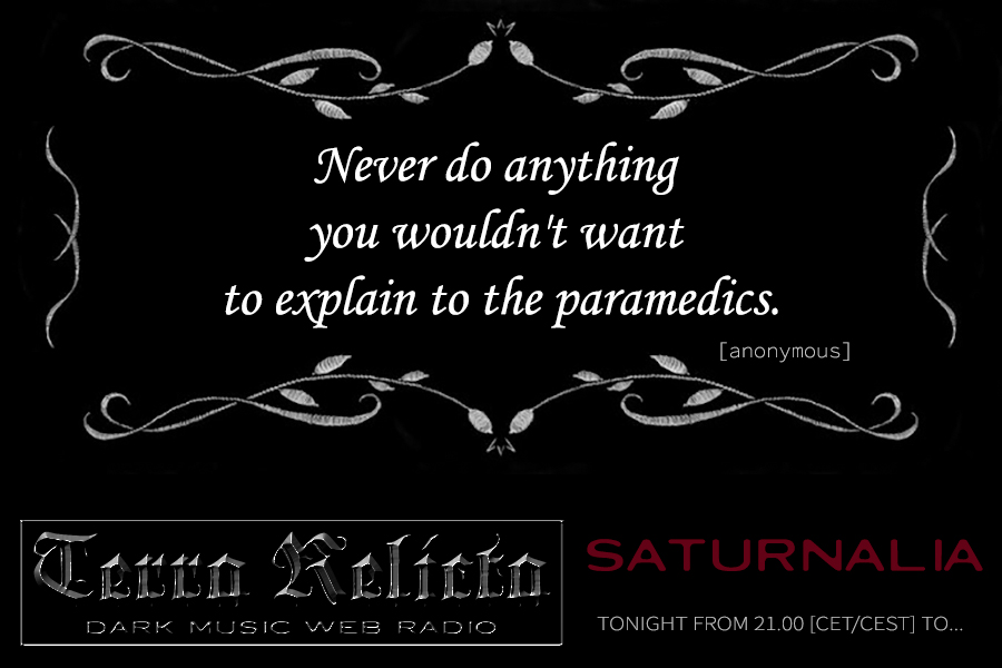 SATURNALIA - tonight from 21.00 [CEST] to... on #TerraRelictaRadio ▶ terrarelicta.com/radio or a3.asurahosting.com/public/terra 🚑 #Saturnalia #darkmusic #darkmetal #darkrock #darkpop #gothic #alternative #industrial #metal #rock #darkmusichits #terrarelicta #liveDJ #saturdaynights