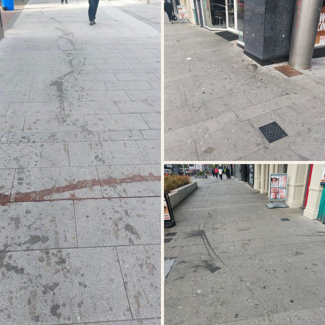 planning_ak's tweet image. City Centre Deep Clean Required
Serious Questions Need to be Asked about the O' Connell Street Improvement Works. 
North of €10m has been spent and the end product is less than impressive. 

The material palette is not standing the test of time. Walking about on Monday morning…