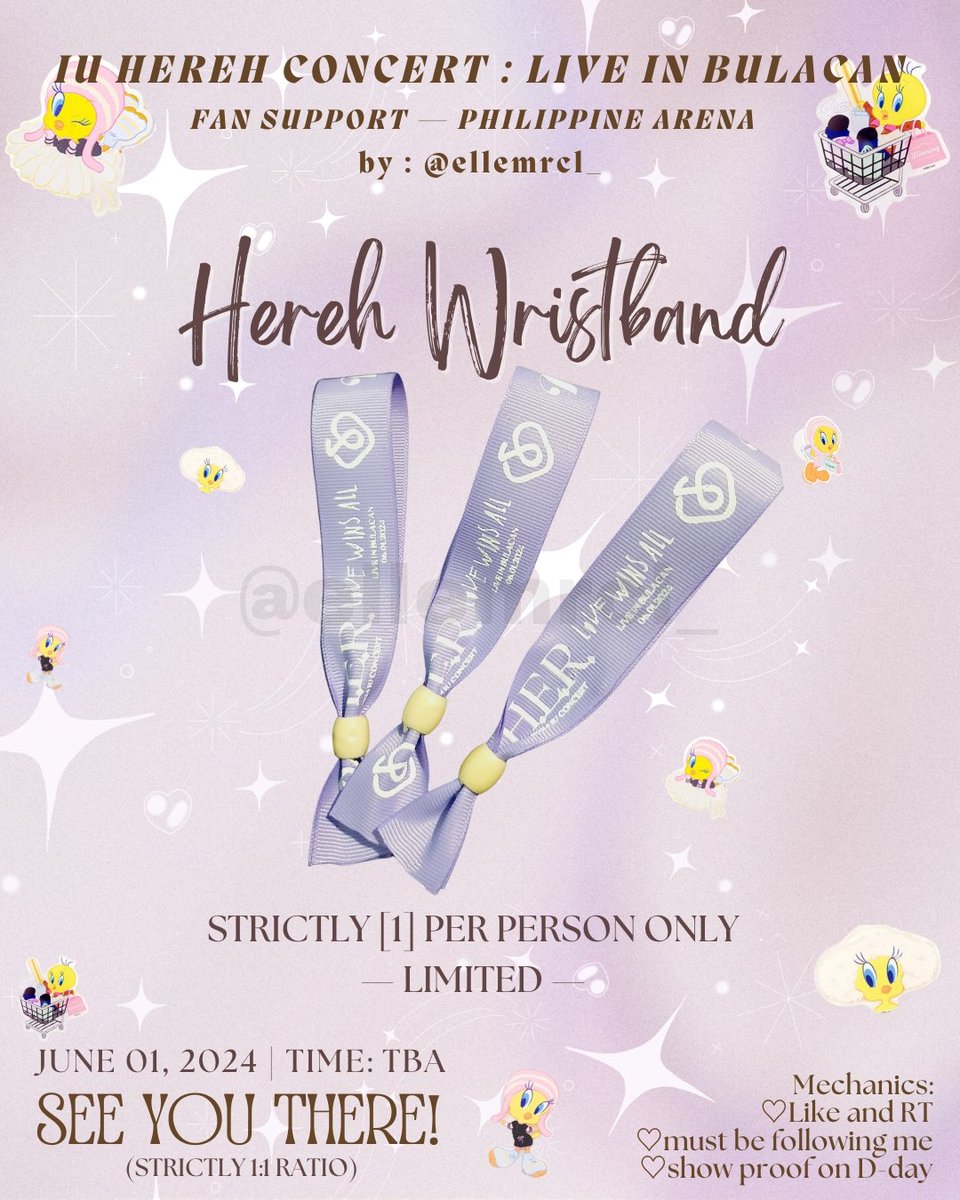 🎀HEREH WRISTBAND🎀 — Please do not reproduce, reprint, distribute, or even copy the freebies posted. respect the artist behind this cuties. #아이유 #IU #HEREH #HEREH_WORLD_TOUR_IN_MANILA #IUinMANILA
