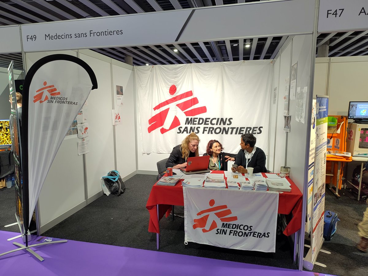 Welcome to the @MSFsci booth in @ECCMID ! 
@MSF needs infectiologists, IPC specialists, microbiologists and pharmacists for its program on #AMR
Come to see us !