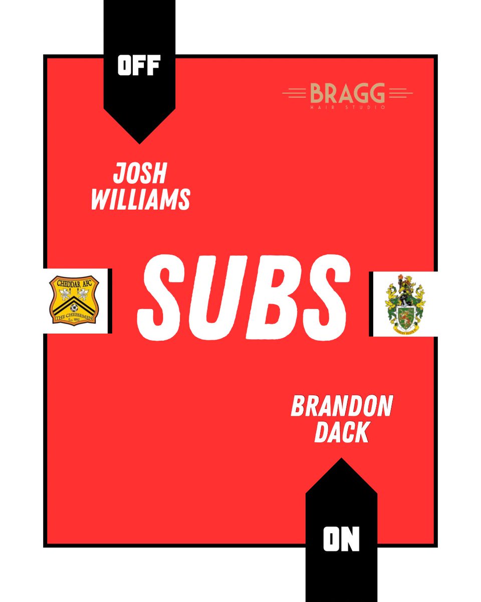 ⏰ 55' | 🟡⚫️ 0-5 🔴⚪️ First change for The Heath ⬅️ J. Williams ➡️ B. Dack #UpTheHeath🔴⚪️ #BristolFootball #GameDay | @westcountryfb @swsportsnews @NonLeagueCrowd