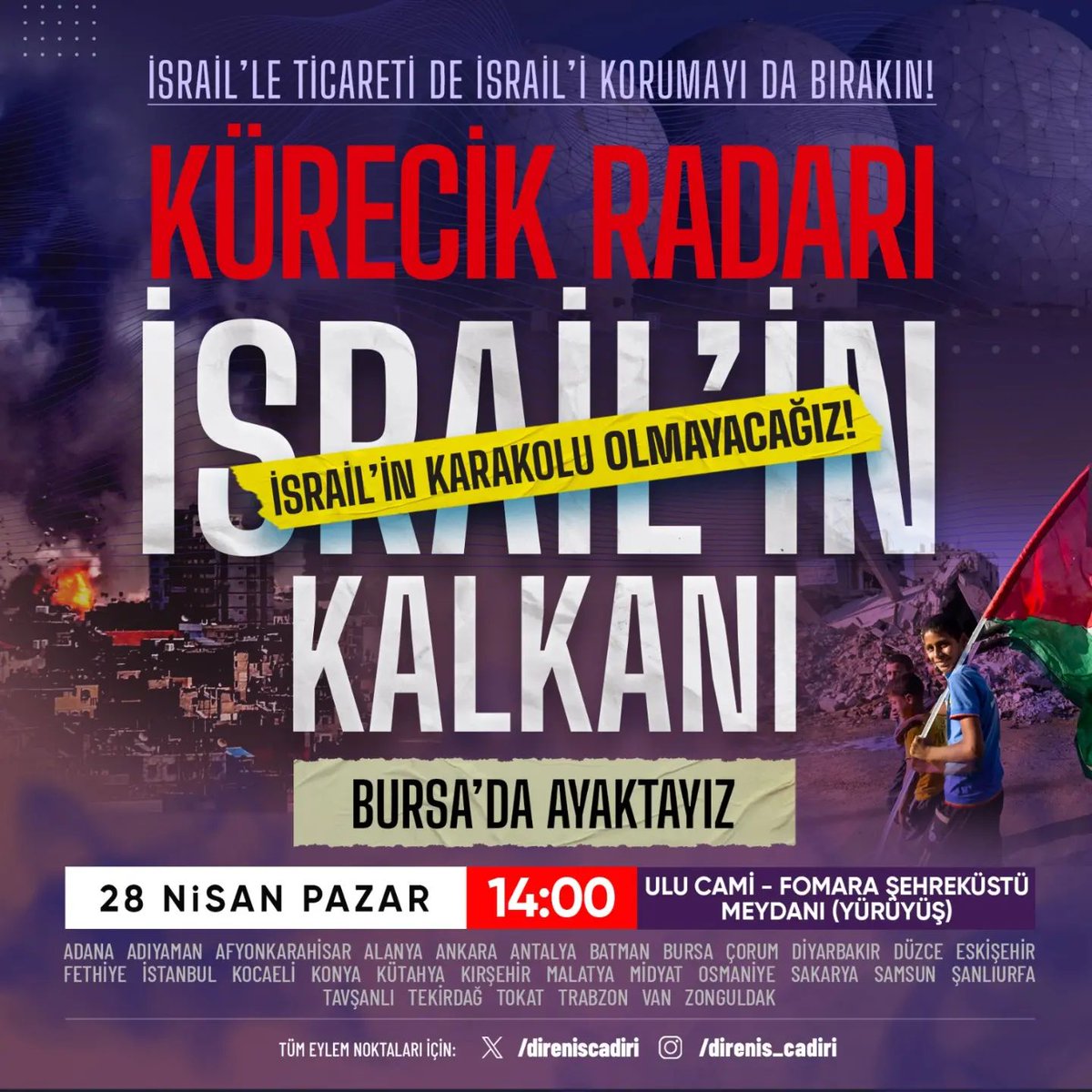 Yarıni saat 14:00'te
Ulucami'den Şehreküstü Meydanı'na