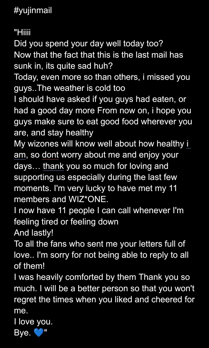 ayjkcwy's tweet photo. #yujinmail 💌
"I now have 11 people I can call whenever I'm tired or feeling down" I cried :( I miss maknae yujin so much y'all don't understand https://t.co/odOF80msg8