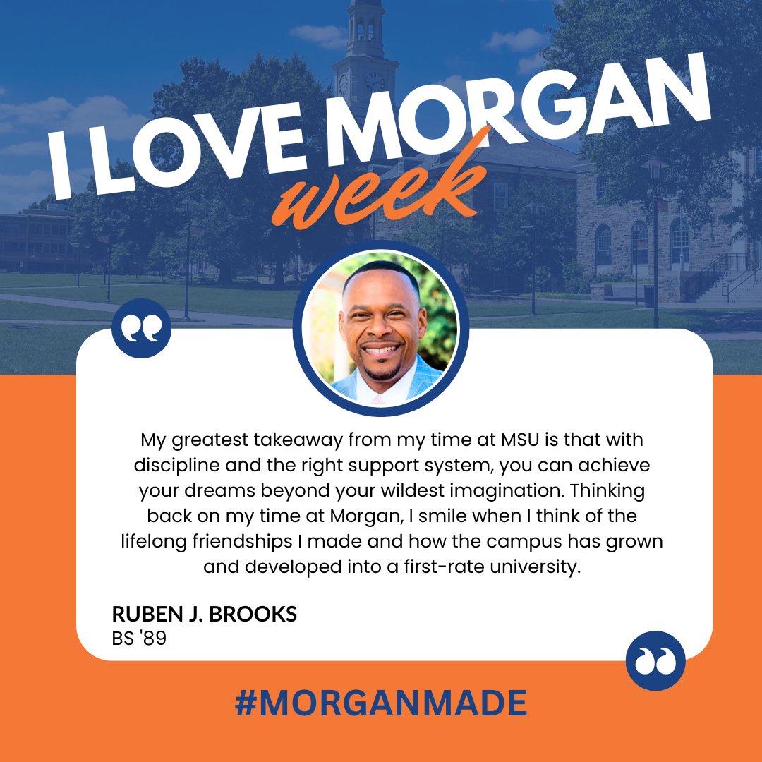 Dreams achieved, friendships forged! Celebrating Morgan memories with Ruben, '89, this I Love Morgan Week! 💙🧡 What's your biggest takeaway from your Morgan days? #MorganMade