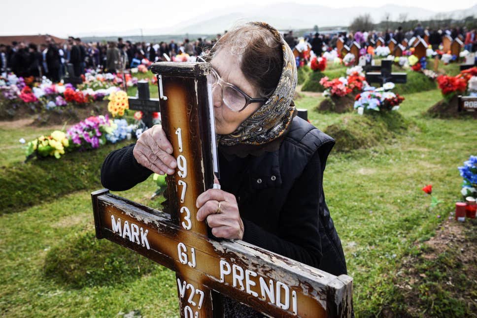 25 years ago today, Milosevic's genocidal regime massacred 377 Kosovo Albanians in Mejë, including Zojë Prendi's five sons: Mark Prendi Robert Prendi Gjergj Prendi Viktor Prendi Sokol Prendi The Mejë massacre was the largest massacre in Kosovo.