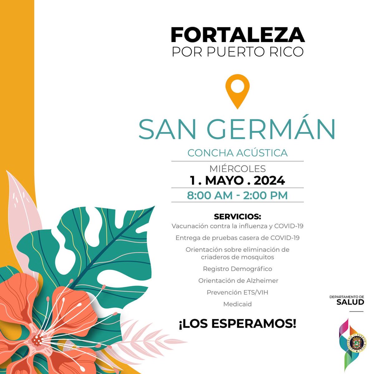 ¡Anota la fecha! En mayo, #FortalezaPorPuertoRico llega a #SanGermán con la Feria de Servicios Gubernamentales y los servicios de Salud. 🗓️Miércoles, 1 de mayo de 2024 🕗8:00 am – 2:00 pm 📍Concha Acústica de San Germán #CuidaTuSalud #ServiciosGubernamentales #ServiciosDeSalud