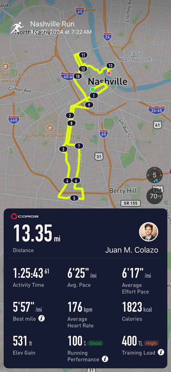 Juan_Colazo's tweet photo. Fun time and great views today at the @RunRocknRoll Nashville 1/2 Marathon! #rocknrollnashville #nashvillehalfmarathon #nashvillemarathon https://t.co/D5D4CHEtJ5