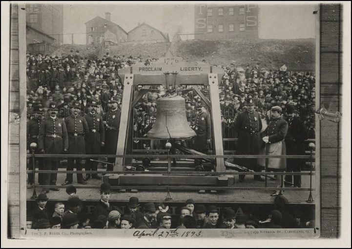 At noon on April 27, 1893, #Philadelphia's historic Liberty Bell reached #Cleveland on its way to the World's Columbian Exposition in Chicago. In four hours an estimated 60,000 people viewed the historic bell in the railroad yard and from old Lakeview Park.