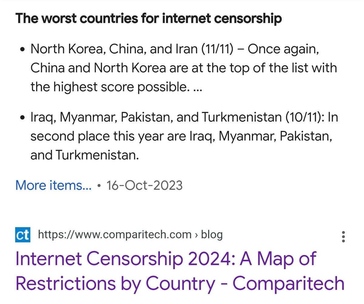 .@ShazaFK claimed that we're far better than our regional competitors in context of freedom of speech, defending the Twitter ban. Here's how Pakistan ranks in terms of internet censorship: second only to North Korea, China & Iran. Her ministry continues using Twitter with a VPN