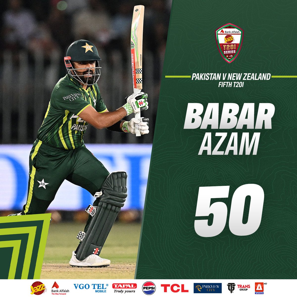 3️⃣4️⃣th T20I fifty for @babarazam258 as the captain shines ✨ #PAKvNZ | #AaTenuMatchDikhawan