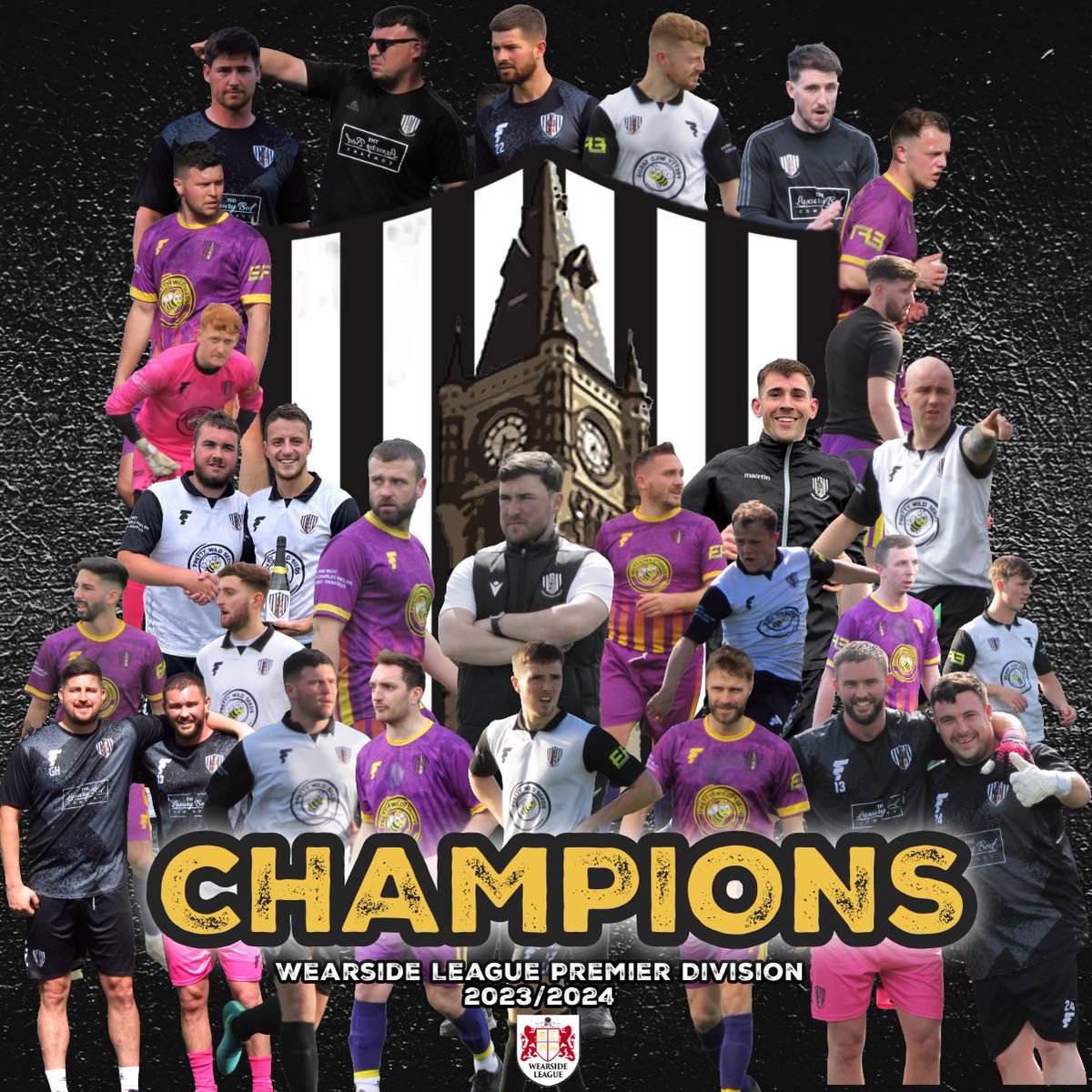 DarloTownFC's tweet photo. WEARSIDE PREMIER DIVISION CHAMPIONS 🏆

We’ve done it! What a club! What a group of lads! 

Well done everyone involved with the club &amp; a massive thank you to everyone who’ve supported us this season sponsors &amp; supporters👏🏻 https://t.co/LB1QhdfsWk