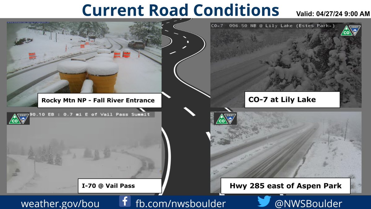 Webcam roundup from the mountains and foothills. Moderate to heavy snow will gradually become lighter this afternoon. Snow reports (ideally with picture & location) are appreciated! #COwx