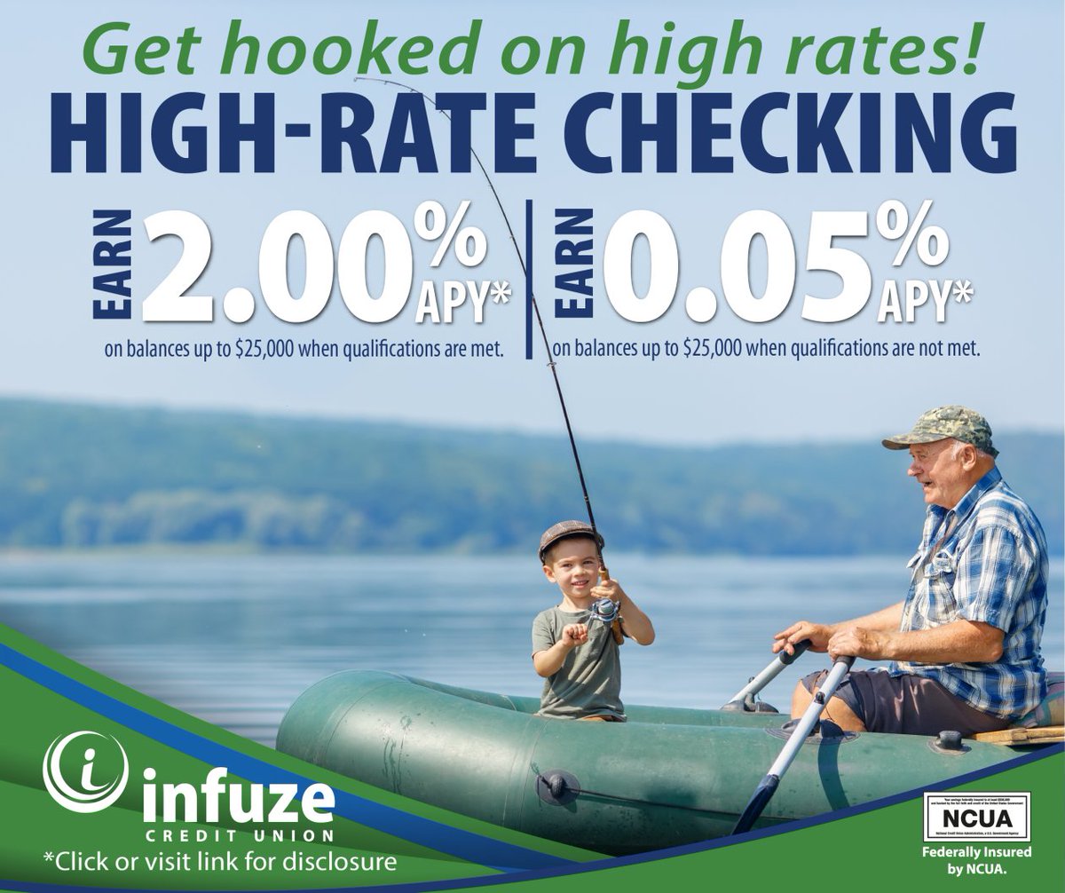 Upgrade your checking account to our High-Rate Checking option and enjoy competitive interest rates, no monthly fees, and convenient online banking features. Bank easier and save more with Infuze Credit Union! #CheckingAccount #OnlineBanking