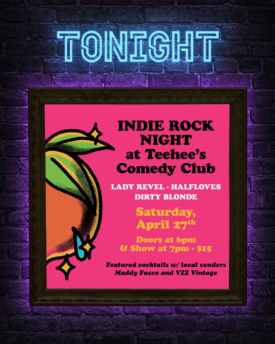 🎸🎙🍑 Tonight! We have an indie rock night for the ages with Lady Revel, Halfloves and Dirty Blonde!
Get 🎟🎟🎟 at teeheescomedy.com/shows