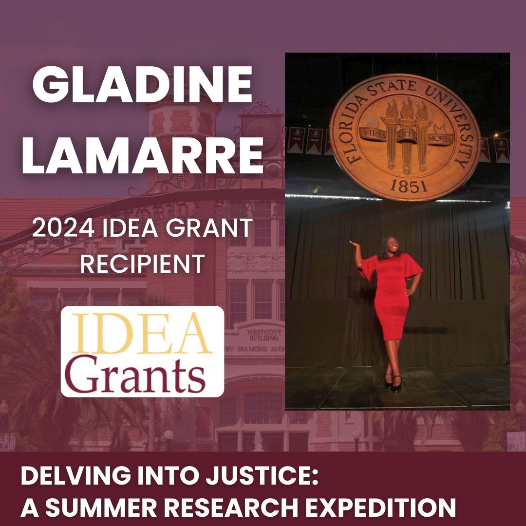 FSU_CRE's tweet image. We would like to highlight 2024 IDEA Grant recipient, Gladine Lamarre! Gladine is a dedicated advocate for justice and a third-year student at Florida State University. 

Read more about Gladine&apos;s summer project: buff.ly/49TXiDf.

#IDEAGrant