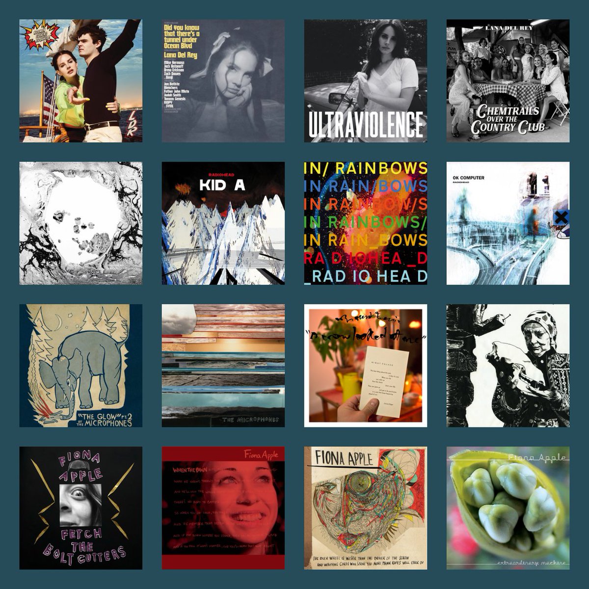 my top 4 albums from my top 4 artists!